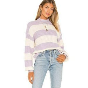 Sanctuary Women's XL Lavender Cream Stripe Chunky Knit Sweater
